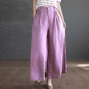 Quần baggy linen lưng cao ống rộng hai túi chéo - NU9068