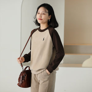 Áo T-shirt nỉ dài tay lệch mạu cổ tròn - NU9422