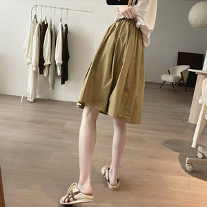 Chân váy lưng thun xếp ly một màu hai túi chéo - NU10452