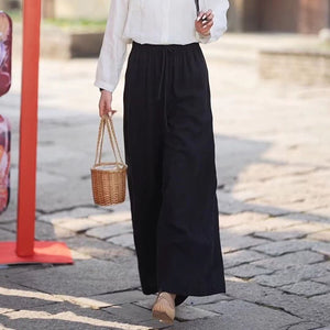 Quần baggy linen lưng thun dây rút ống rộng túi đứng - NU9735