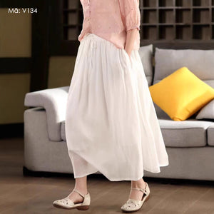Chân váy xòe linen lưng thun - V133