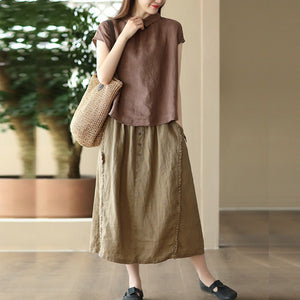 Áo sơ mi linen sát nách cổ pipi khuy cài sau - A746