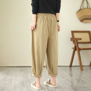 Quần baggy lưng thun một màu xếp ly gấu - NU9684