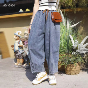 Quần baggy denim retro dây rút - Q429