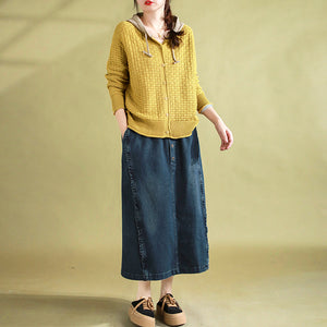 Chân váy denim lưng thun năm khuy - NU9680