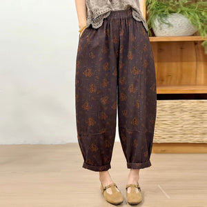 Quần baggy lưng thun ống côn in hoa liti - Q163