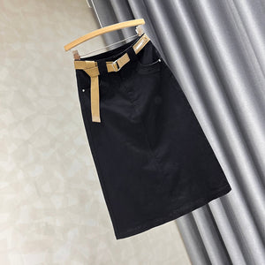 Chân váy retro lưng cao kèm thắt lưng - V039