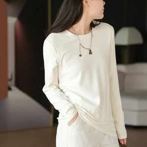 Áo T-shirt dài tay cổ tròn một màu - A518