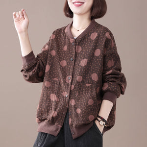 Áo khoác dài tay cổ tròn hai túi vuông chấm bi - NU9285