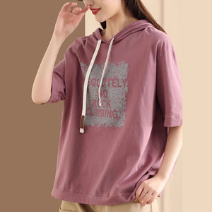 Áo hoodies ngắn tay in chữ trước ngực - NU10006
