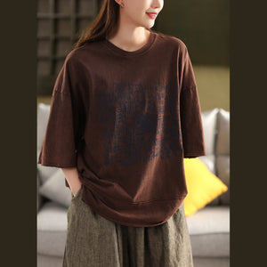 Áo T-shirt ngắn tay cổ tròn in trừu tượng - A792