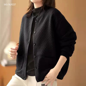 Áo khoác bóng chày dài tay cổ tròn kiểu trần trám - NU9236