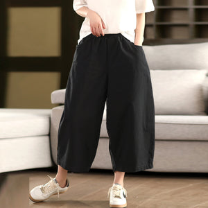 Quần baggy lửng lưng thun một màu hai túi sau - Q275