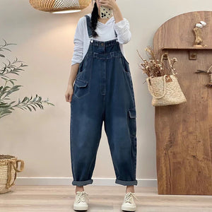 Quần baggy yếm denim túi nắp tam giác - NU9790