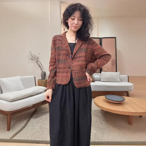 Áo khoác balze dài tay hoa văn retro - A967
