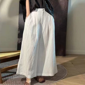 Quần baggy linen lưng thun cạp cao ống rộng - Q103