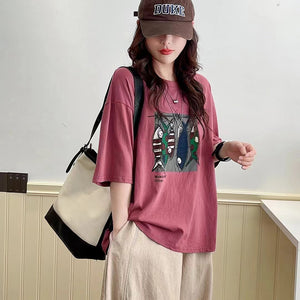 Áo T-shirt ngắn tay cổ tròn in những chú cá - NU10192
