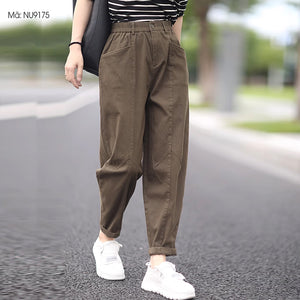 Quần baggy lưng thun khuy cài ống côn hai túi chéo - NU9174