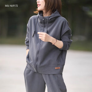 Áo hoodies dài tay khóa kéo hai túi chéo - NU9172