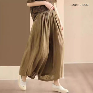 Quần baggy linen lưng thun ống rộng kiểu xếp ly - NU10252