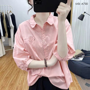 Áo sơ mi tay lửng cổ pipi một túi - A729