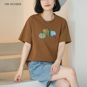 Áo T-shirt ngắn tay cổ tròn in bí ngô - NU10224