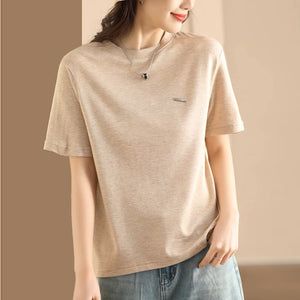 Áo T-shirt ngắn tay cổ tròn một màu - NU10075