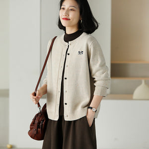 Áo khoác cardigan len đan dài tay cổ tròn khuy cài - NU9659