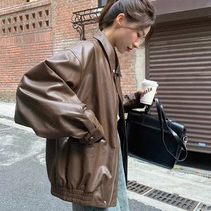 Áo khoác da jacket dài tay cổ đức hai túi vuông - A511