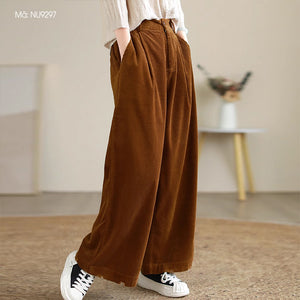 Quần baggy nhung lưng thun khóa kéo hai túi chéo - NU9296