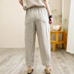 Quần baggy linen lưng thun ống côn một túi kiểu - NU8900