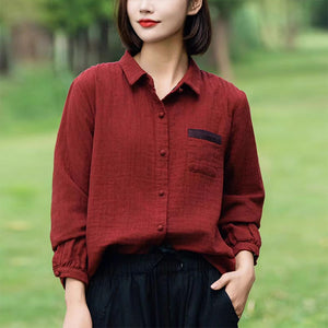 Áo sơ mi dài tay cổ đức túi nhỏ khuy tròn - NU9322
