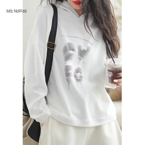 Áo hoodies dài tay in chữ trừu tượng - NU9164
