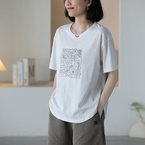 Áo T-shirt ngắn tay cổ tròn in những nhân vật hoạt hình - NU10368