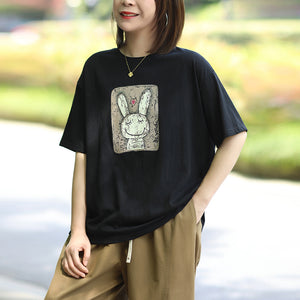 Áo T-shirt ngắn tay cổ tròn in chú thỏ - NU10369