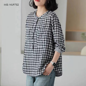 Áo sơ mi dài tay cổ tròn túi lớn nhỏ - NU9751
