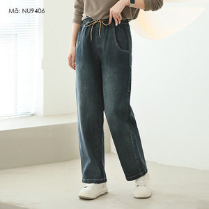 Quần baggy denim basic lưng thun dây rút túi sau lớn - NU9406