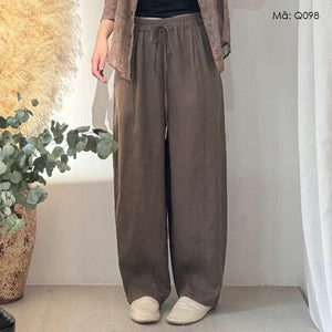 Quần baggy linen retro lưng thun dây rút - Q097