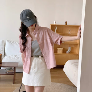 Áo sơ mi Slim Fit ngắn tay cổ đức hai túi - NU10073