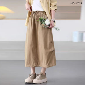 Chân váy lưng thun vạt dây rút - V095