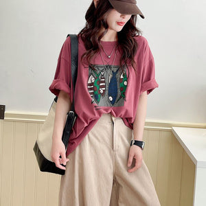 Áo T-shirt ngắn tay cổ tròn in những chú cá - NU10192