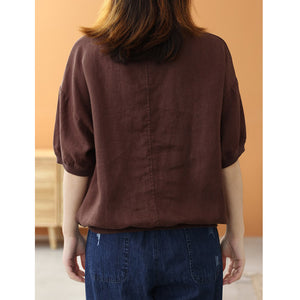 Áo T-shirt linen ngắn tay cổ tròn in hoạt hình - NU8776