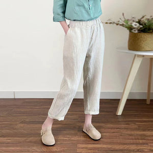 Quần baggy linen lửng ống bó hai túi chéo - Q250