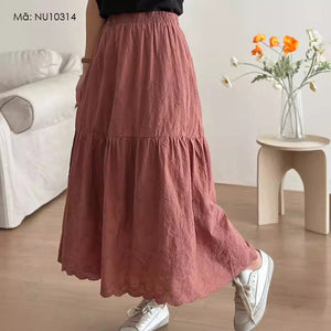 Chân váy linen lưng thun thêu những chiếc nơ - NU10312