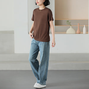 Áo T-shirt ngắn tay cổ tròn một màu - NU00002