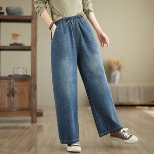 Quần baggy denim lưng thun hai túi sau bạc gối - Q190