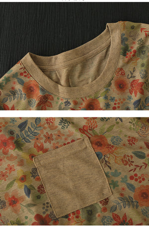 Áo T-shirt ngắn tay cổ tròn in những chiếc ô một túi - NU10429