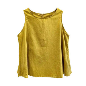 Áo T-shirt linen sát nách cổ tròn đơn sắc - A031