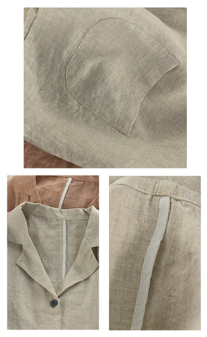Áo khoác balze linen tay lửng - A952