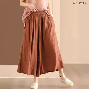 Quần baggy linen lưng thun ống rộng oversize - Q213